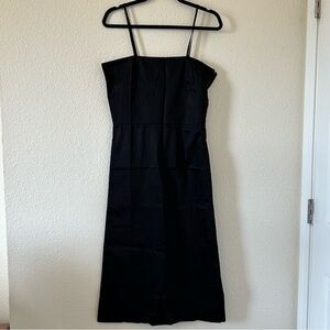 Signe Organic Cotton Straight Neckline Fitted 90’s Vibe Midi Dress Sz Large